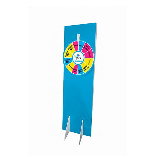 Totem roleta em polionda 3mm formato 45x140cm, 4 cores em polionda 3 mm, personalização na frente.